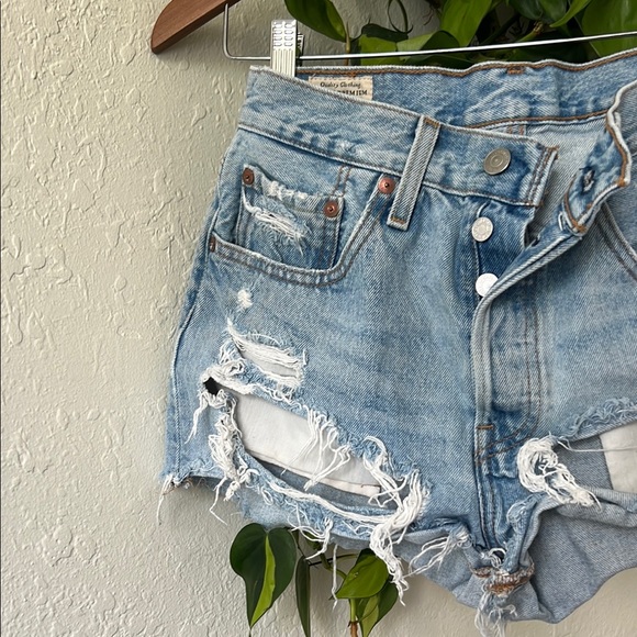 Levi's Blue Distressed Jean Shorts - Picture 5 of 6